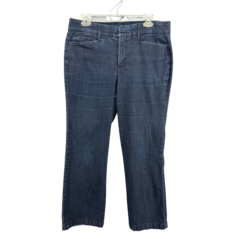 JM Collection Petite Dark Wash Straight Leg Denim Pants Blue 12PS Stretch